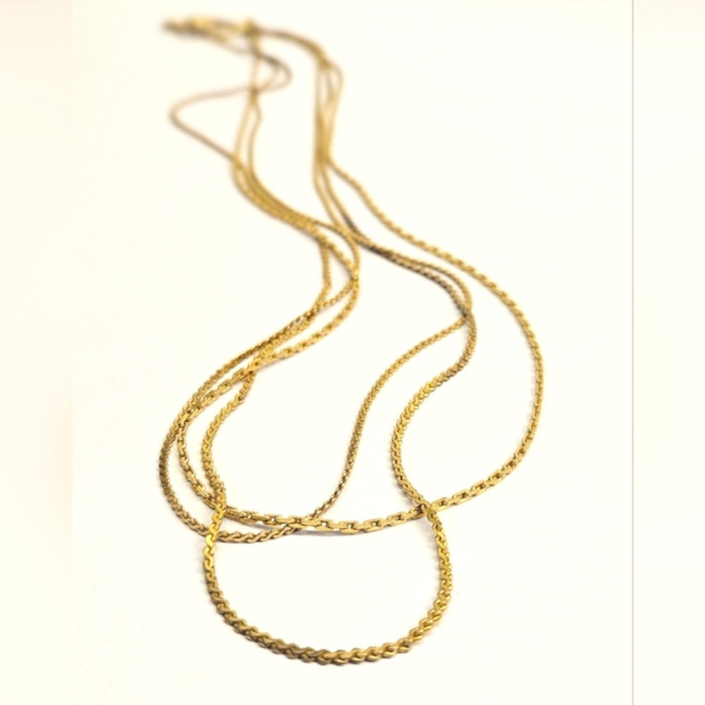 Vintage Goldtone Triple Strand Chain Necklace
